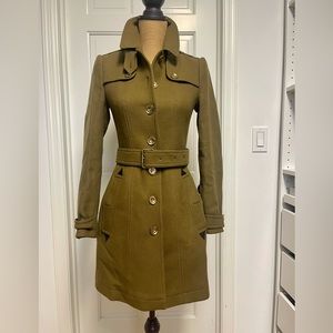 Burberry Brit wool/cashmere blend coat in olive green color-size 4